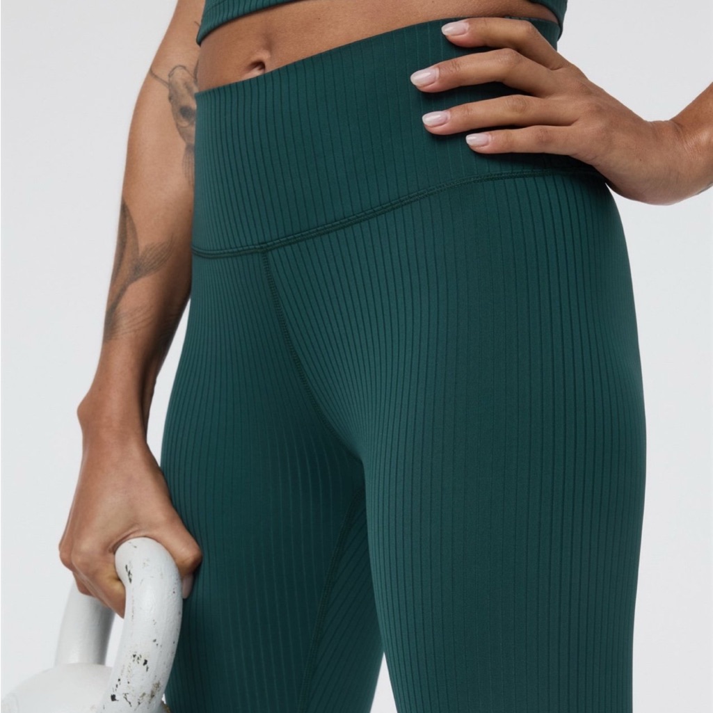 Nwt! Vuori Ribbed Inversion Legging L Dusky Blue / Green! Msrp $108